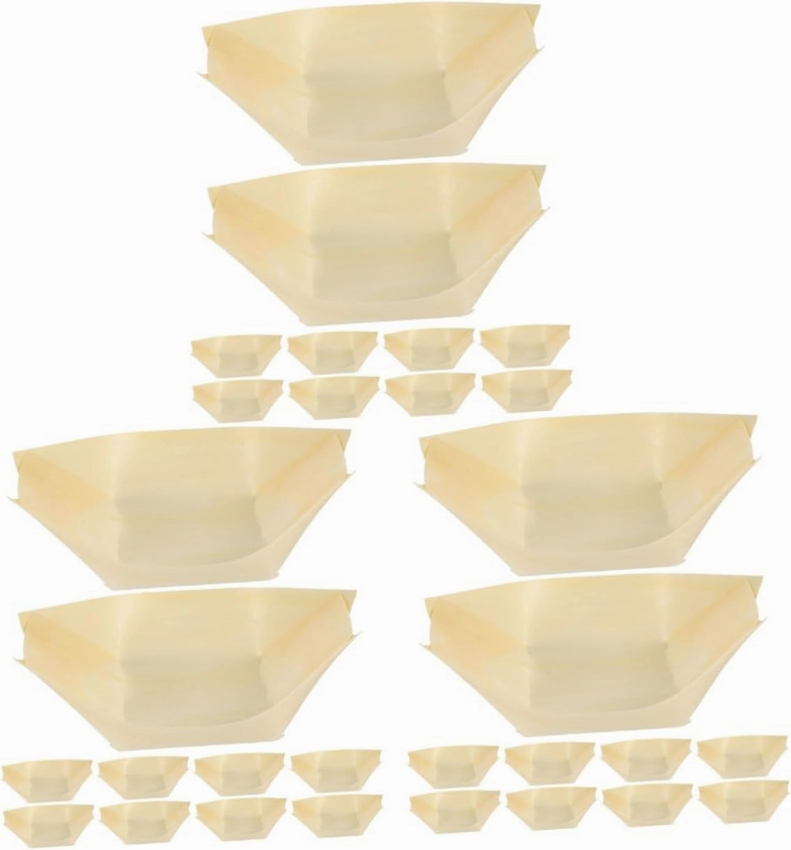 HEMOTON 3sets Wooden Sushi Boat Disposable Snack Containers Snack Bowl Environmental Friendly Food Bowl 50pcs*3