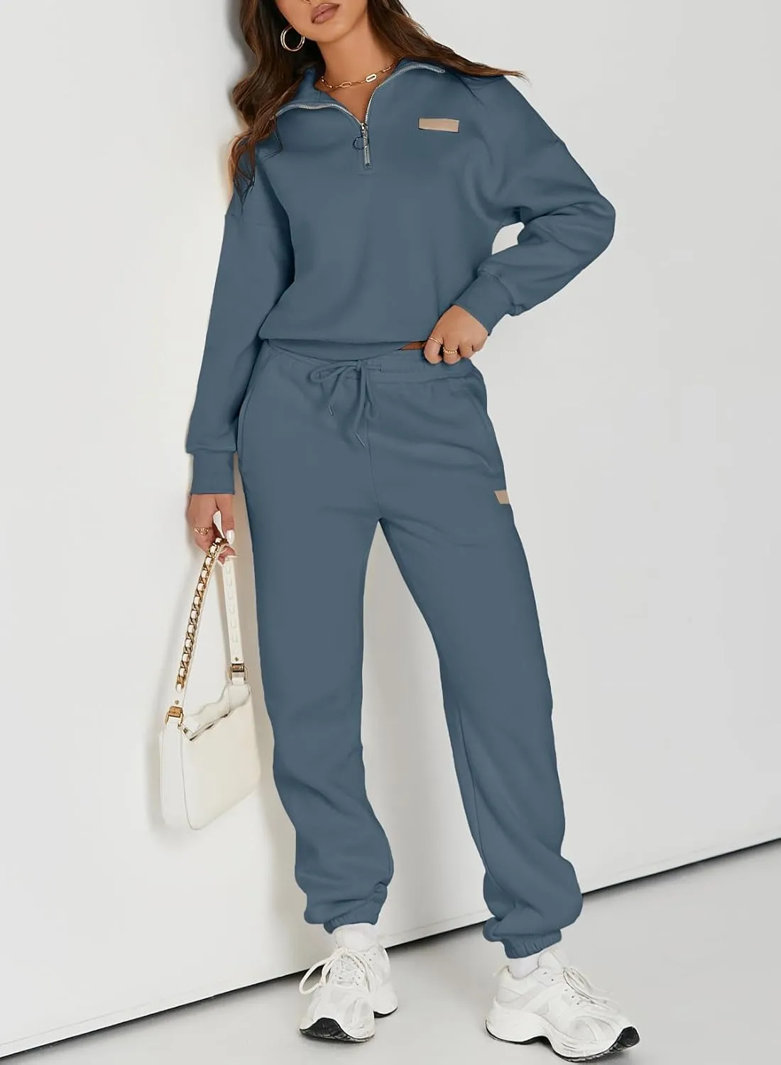 Herseas Women 2 Piece Outfits Sweatsuit Lounge Set Half Zip Pullover with Jogger Airport Tracksuit Matching Pants Set