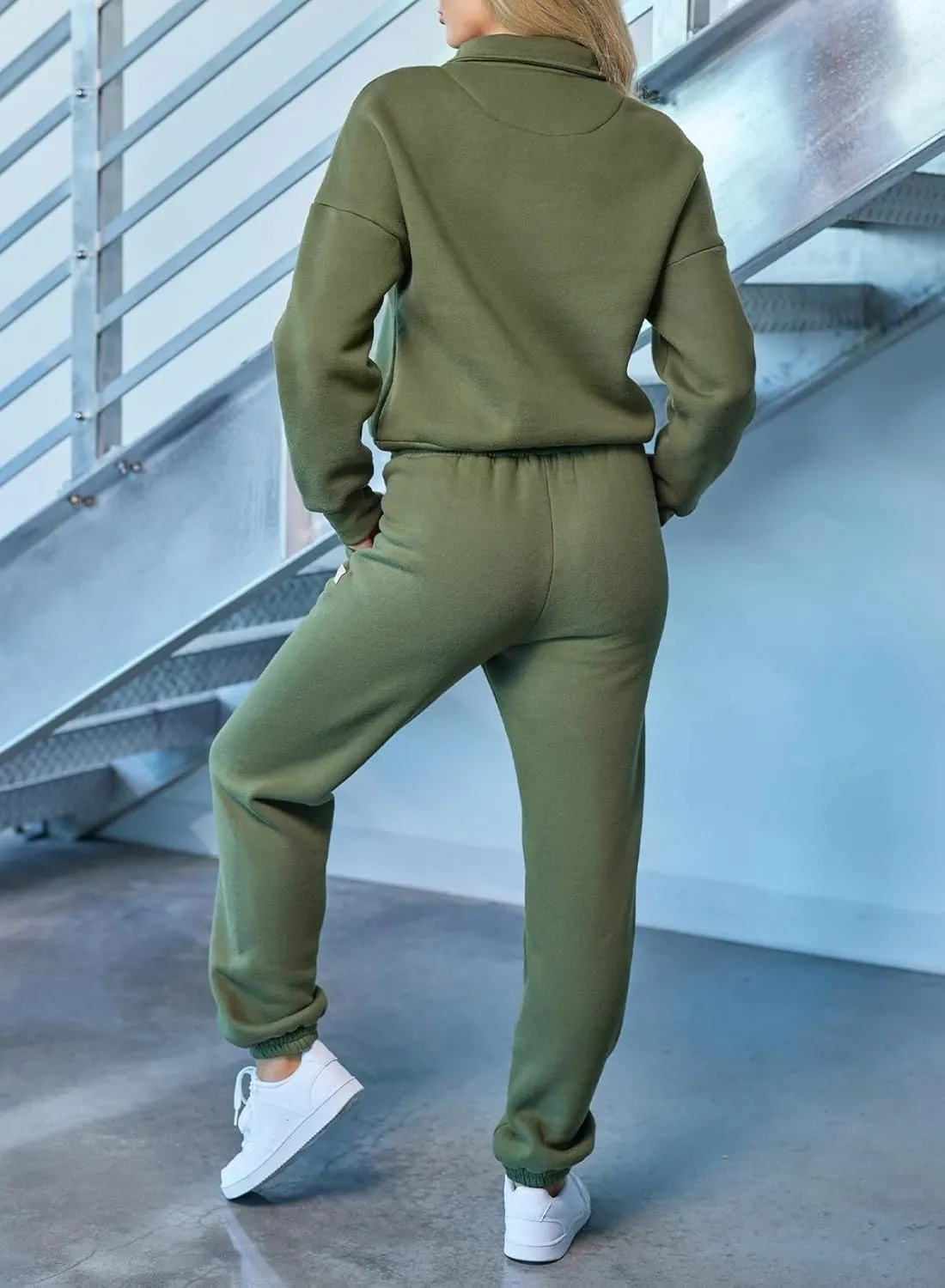 Herseas Women 2 Piece Outfits Sweatsuit Lounge Set Half Zip Pullover with Jogger Airport Tracksuit Matching Pants Set