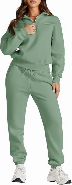 Herseas Women 2 Piece Outfits Sweatsuit Lounge Set Half Zip Pullover with Jogger Airport Tracksuit Matching Pants Set