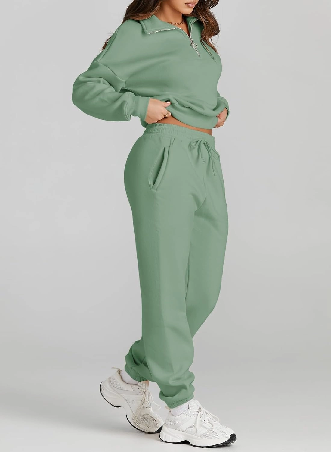 Herseas Women 2 Piece Outfits Sweatsuit Lounge Set Half Zip Pullover with Jogger Airport Tracksuit Matching Pants Set