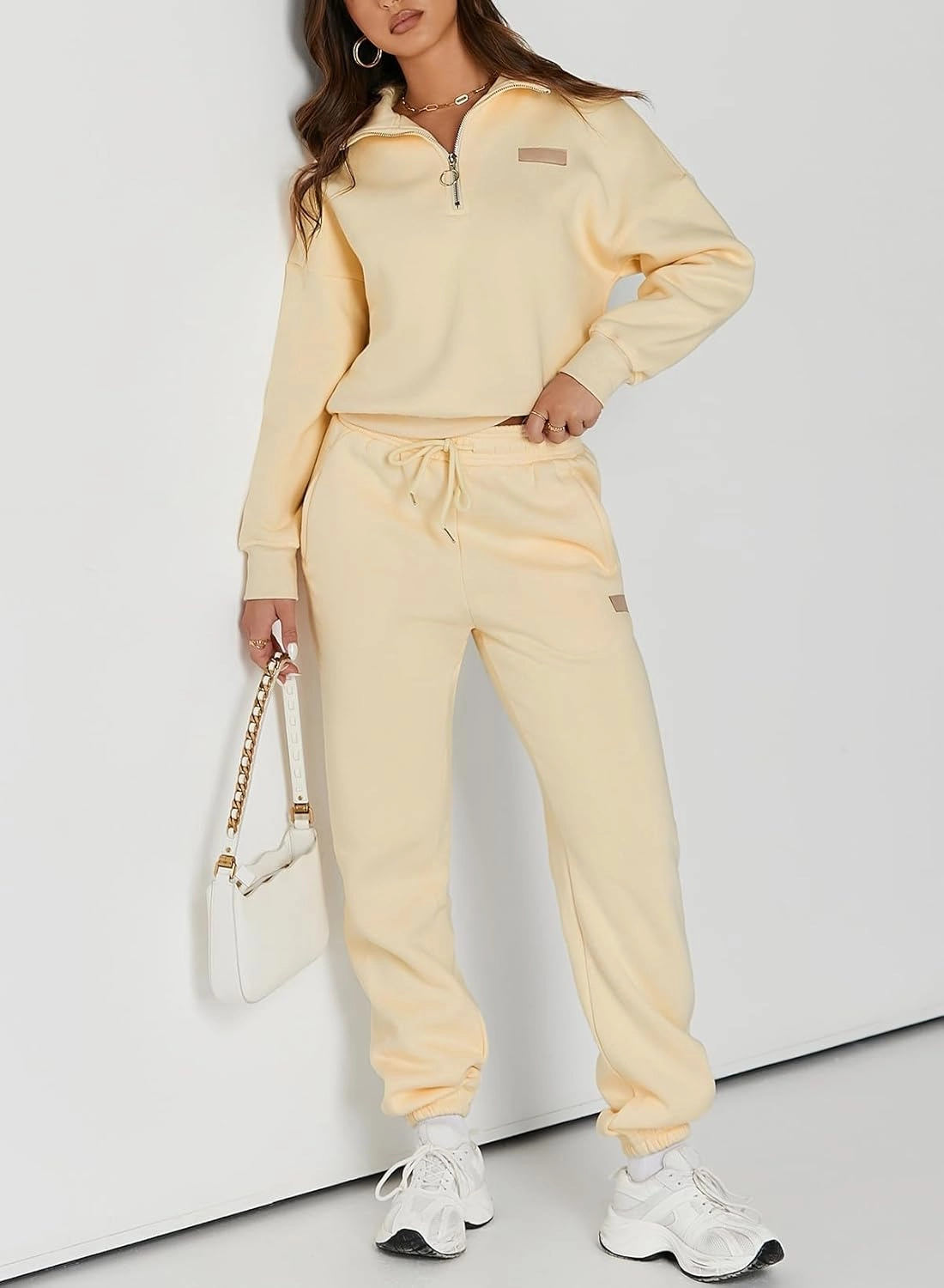Herseas Women 2 Piece Outfits Sweatsuit Lounge Set Half Zip Pullover with Jogger Airport Tracksuit Matching Pants Set