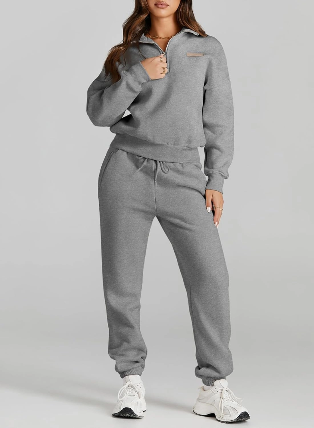 Herseas Women 2 Piece Outfits Sweatsuit Lounge Set Half Zip Pullover with Jogger Airport Tracksuit Matching Pants Set