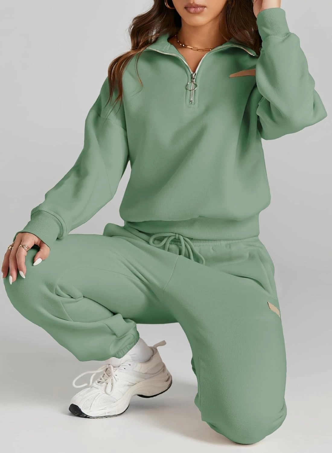 Herseas Women 2 Piece Outfits Sweatsuit Lounge Set Half Zip Pullover with Jogger Airport Tracksuit Matching Pants Set
