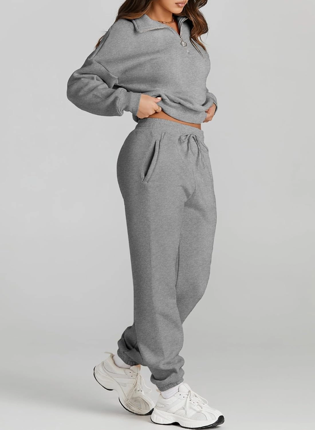 Herseas Women 2 Piece Outfits Sweatsuit Lounge Set Half Zip Pullover with Jogger Airport Tracksuit Matching Pants Set