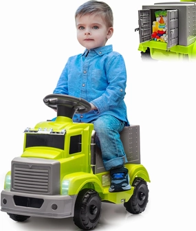 Hetoy Ride on Truck, 6V Kids Electric Car with Under Seat Storage, Music, 2 Headlights and 5 LED Lights, Battery Powered Kids Electric Vehicle Ride on Toy for Toddlers, Green