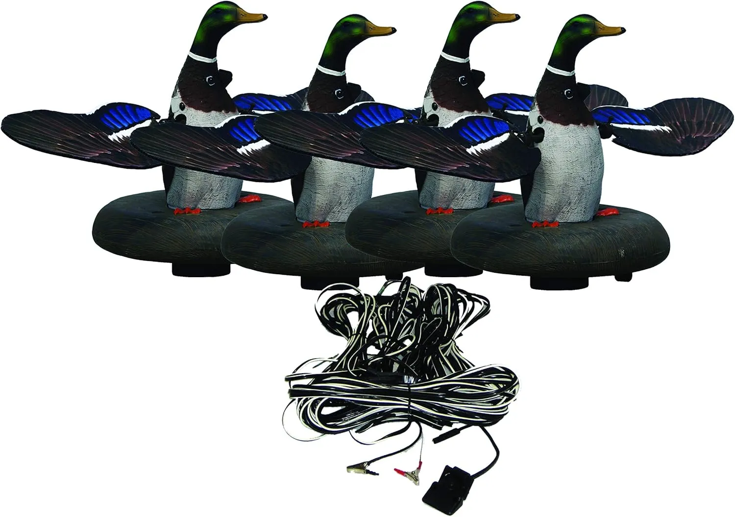 Higdon Outdoors Floating Flasher 2 Plug N Hunt Motion Duck Decoys | Hard Wired System with Four Mallard Drakes | 60-Foot Main Wire with Adjustable Lengths for Realistic Wing Flashing Action