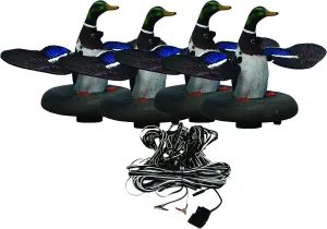 Higdon Outdoors Floating Flasher 2 Plug N Hunt Motion Duck Decoys | Hard Wired System with Four Mallard Drakes | 60-Foot Main Wire with Adjustable Lengths for Realistic Wing Flashing Action