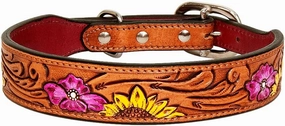 HILASON Tan Large Strong Genuine Leather Dog Collar Painted Large | Dog Collar | Leather Dog Collar | Painted Dog Collar