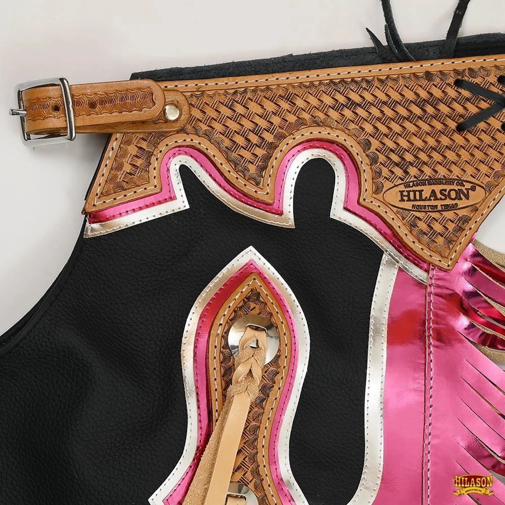 HILASON Western Horse Bull Riding Genuine Leather Rodeo Chaps | Leather Bull Riding Chaps for Men and Women | Bull Riding Chaps | Western Chaps Leather | Unisex Riding Chaps