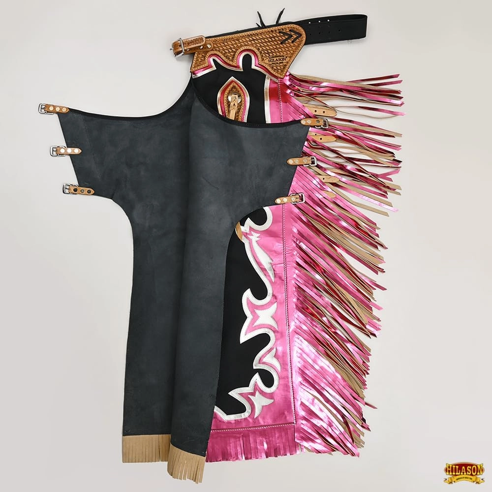 HILASON Western Horse Bull Riding Genuine Leather Rodeo Chaps | Leather Bull Riding Chaps for Men and Women | Bull Riding Chaps | Western Chaps Leather | Unisex Riding Chaps