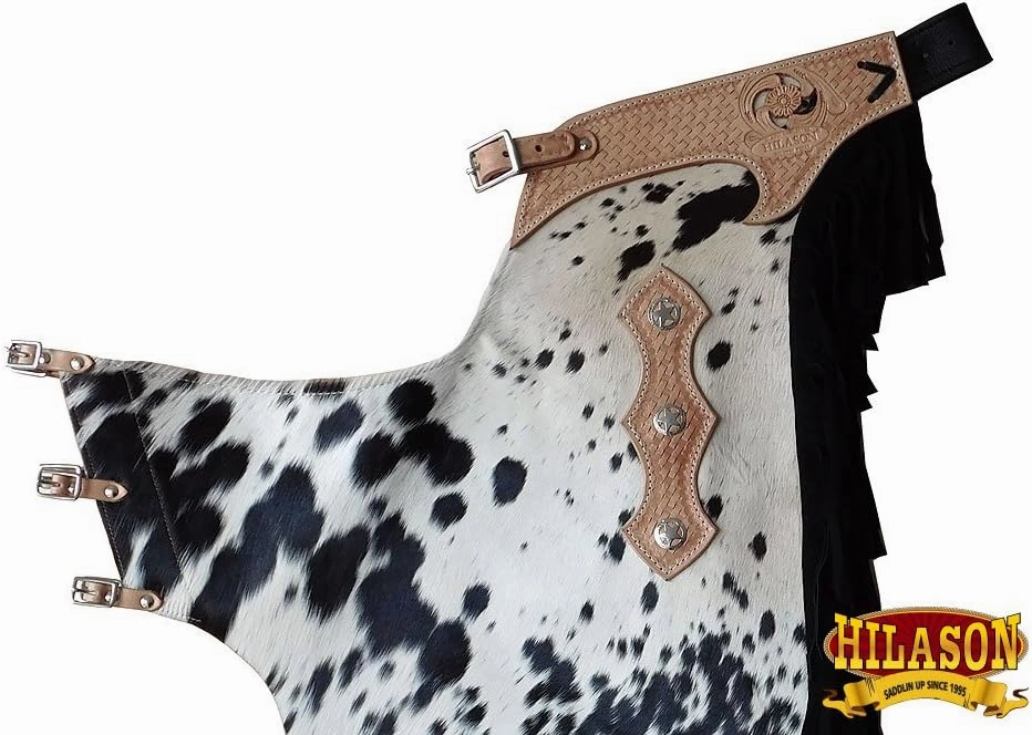 HILASON Western Pro Rodeo Bronc Bull Riding Leather Chinks | Handmade Leather Chinks Chaps | Western Riding Chinks | Chinks for Adults | Hand Tooled Leather Chinks | Adult Leather Chinks