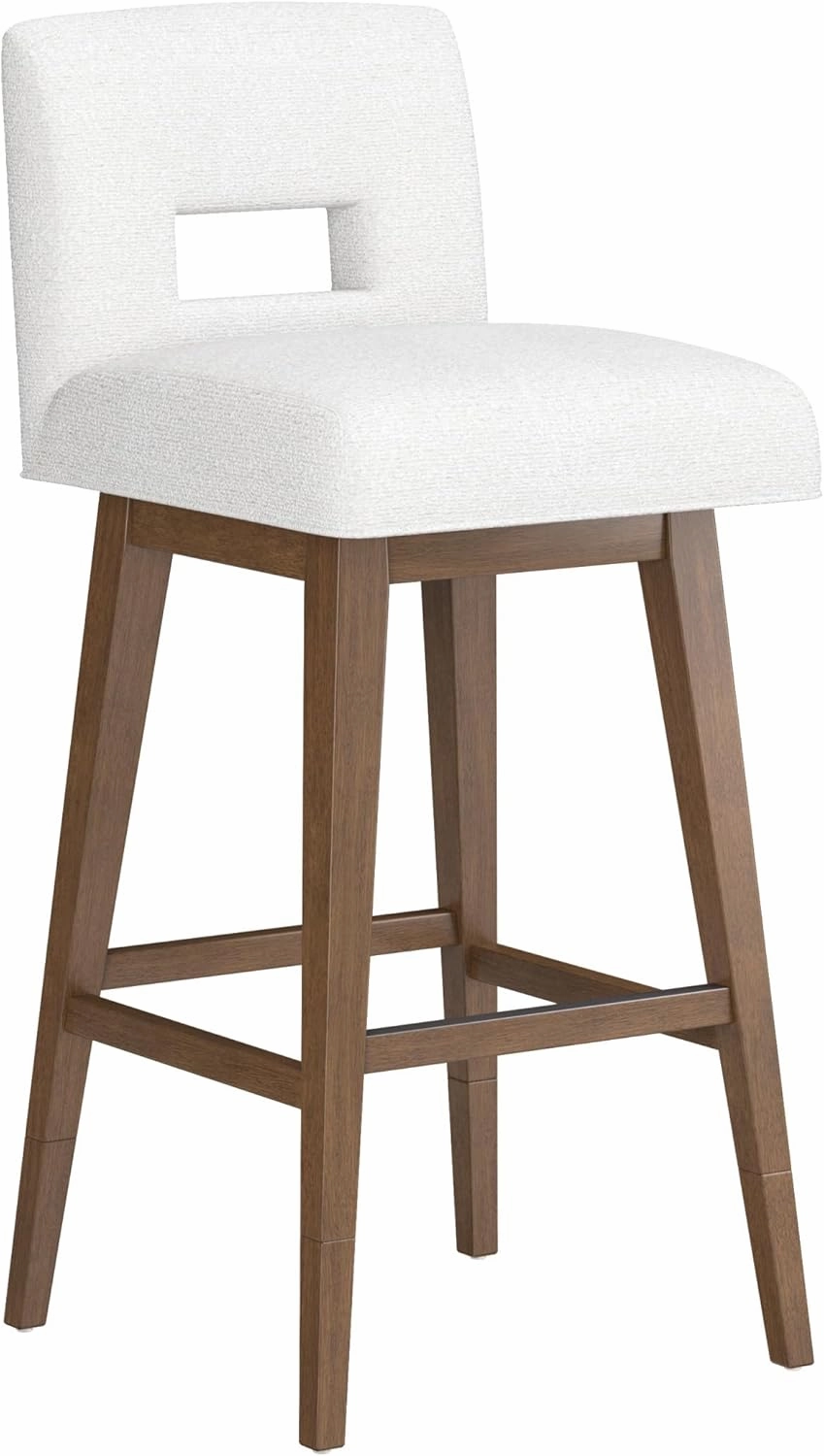 Hillsdale Uniquely Yours Wood and Upholstered Key Back Adjustable Swivel Stool, Medium Brown with Salt