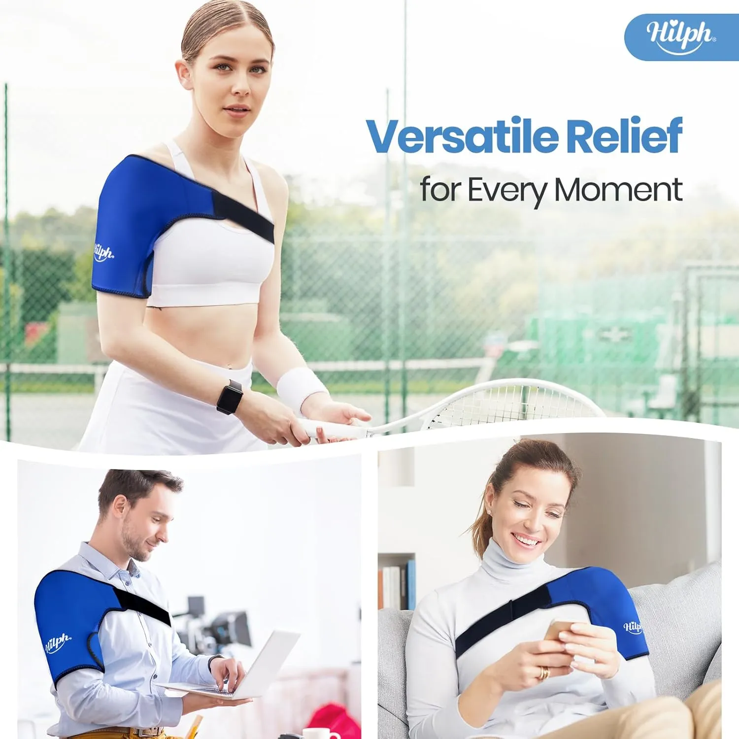 Hilph Shoulder Ice Pack Wrap for Rotating Cuff with Hot Cold Therapy, HSA or FSA Eligible, Reusable Adjutable Shoulder Wrap with Gel Ice Pack for Pain Relief, Tendonitis, Post-Operative Recovery