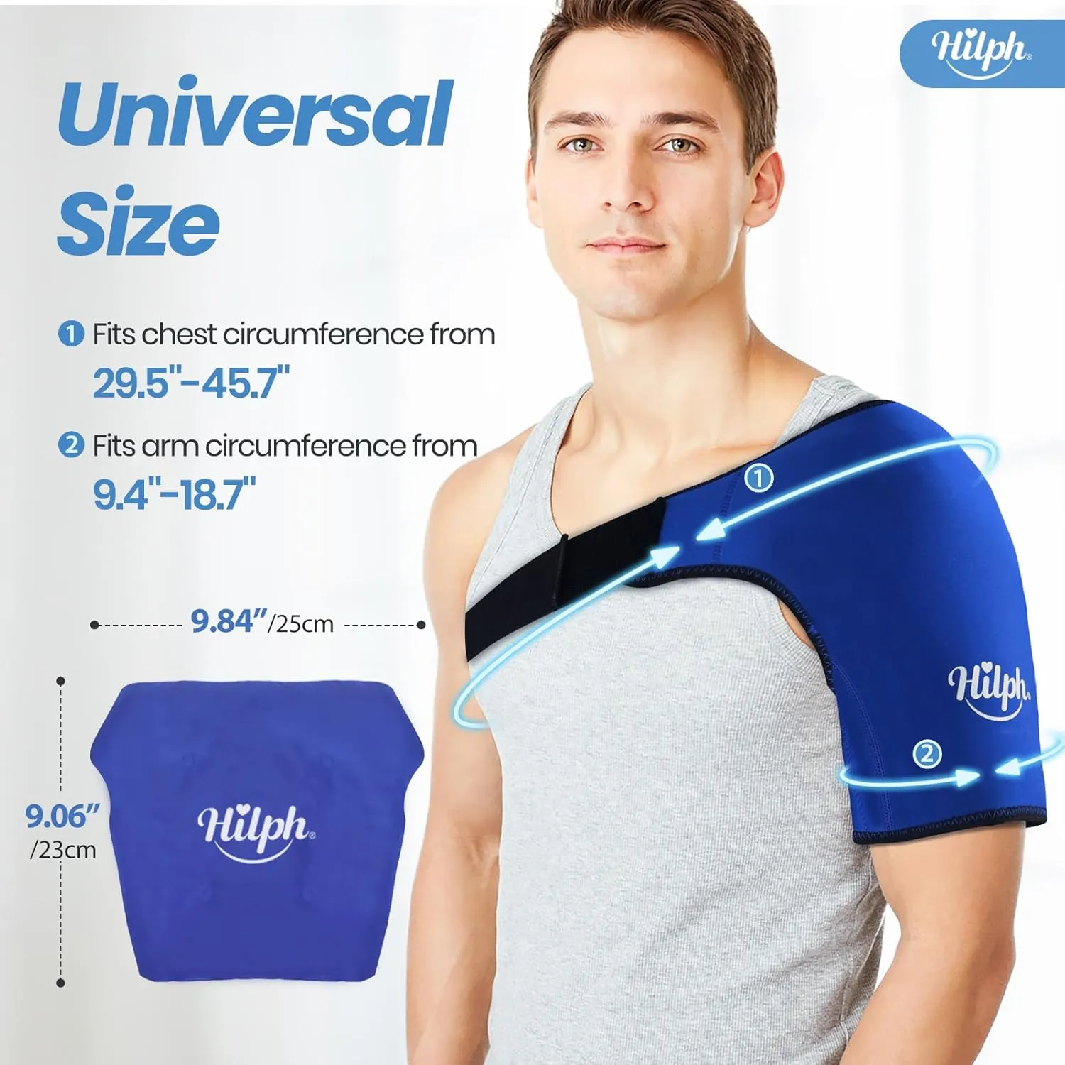 Hilph Shoulder Ice Pack Wrap for Rotating Cuff with Hot Cold Therapy, HSA or FSA Eligible, Reusable Adjutable Shoulder Wrap with Gel Ice Pack for Pain Relief, Tendonitis, Post-Operative Recovery
