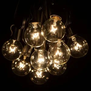 Hometown Evolution, Inc. 25’ G40 Bulb String Lights with Clear Bulbs and Black Wire (  1 Free Spare) for Balcony, Canopy, Pergola, Deck, Bedroom, and Patio Lighting!