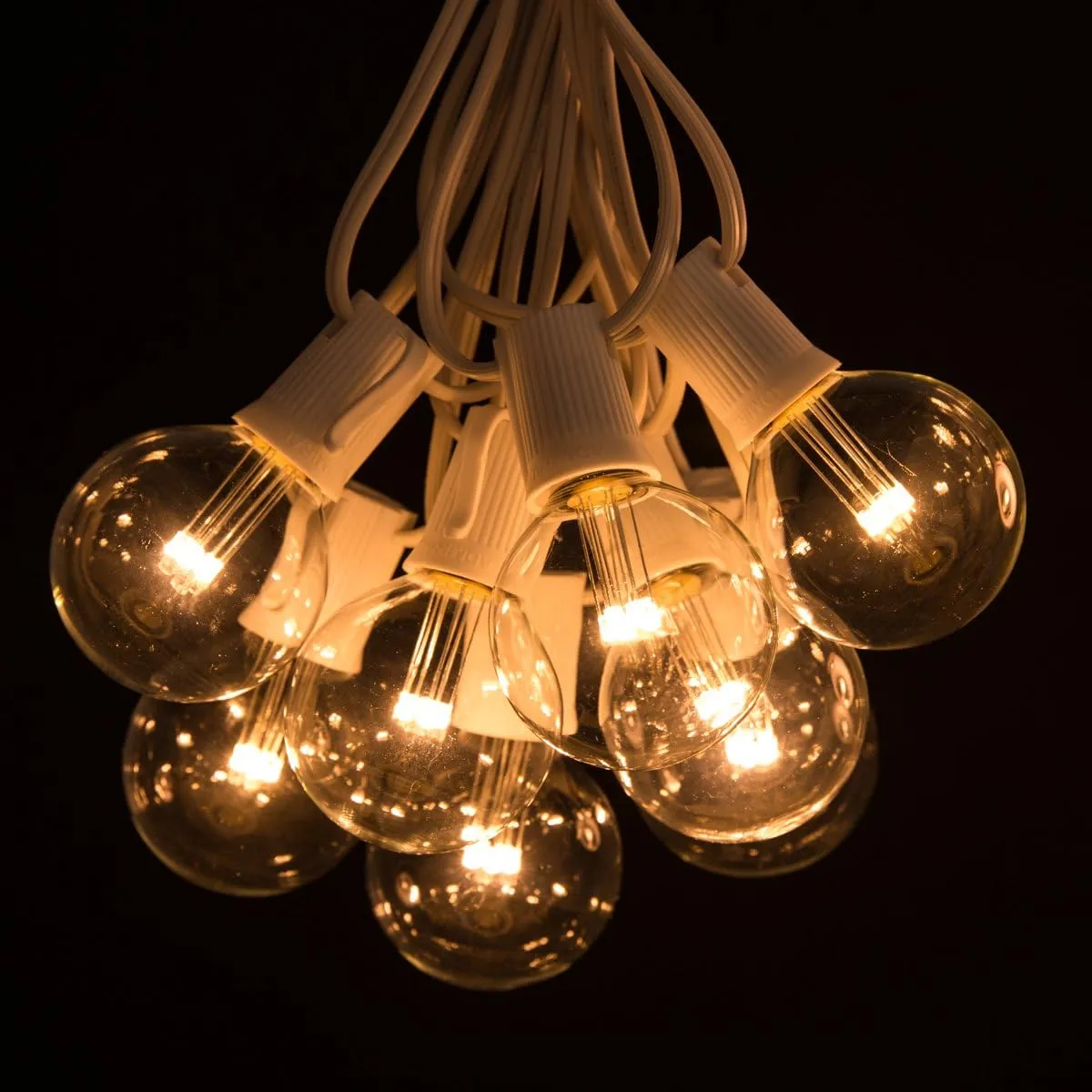 Hometown Evolution, Inc. G50 2" LED Diode Warm White Outdoor Patio String Lights with 0.6 Watt Light Bulbs (White Wire, 100 ft)