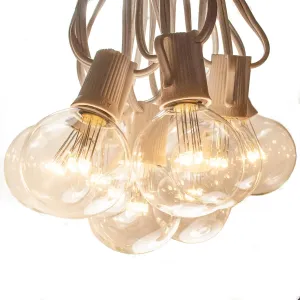 Hometown Evolution, Inc. G50 2" LED Diode Warm White Outdoor Patio String Lights with 0.6 Watt Light Bulbs (White Wire, 100 ft)