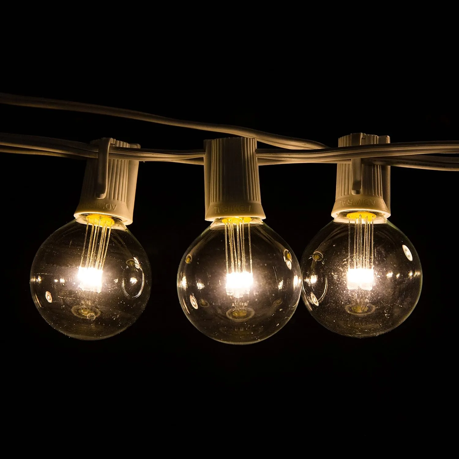 Hometown Evolution, Inc. G50 2" LED Diode Warm White Outdoor Patio String Lights with 0.6 Watt Light Bulbs (White Wire, 100 ft)