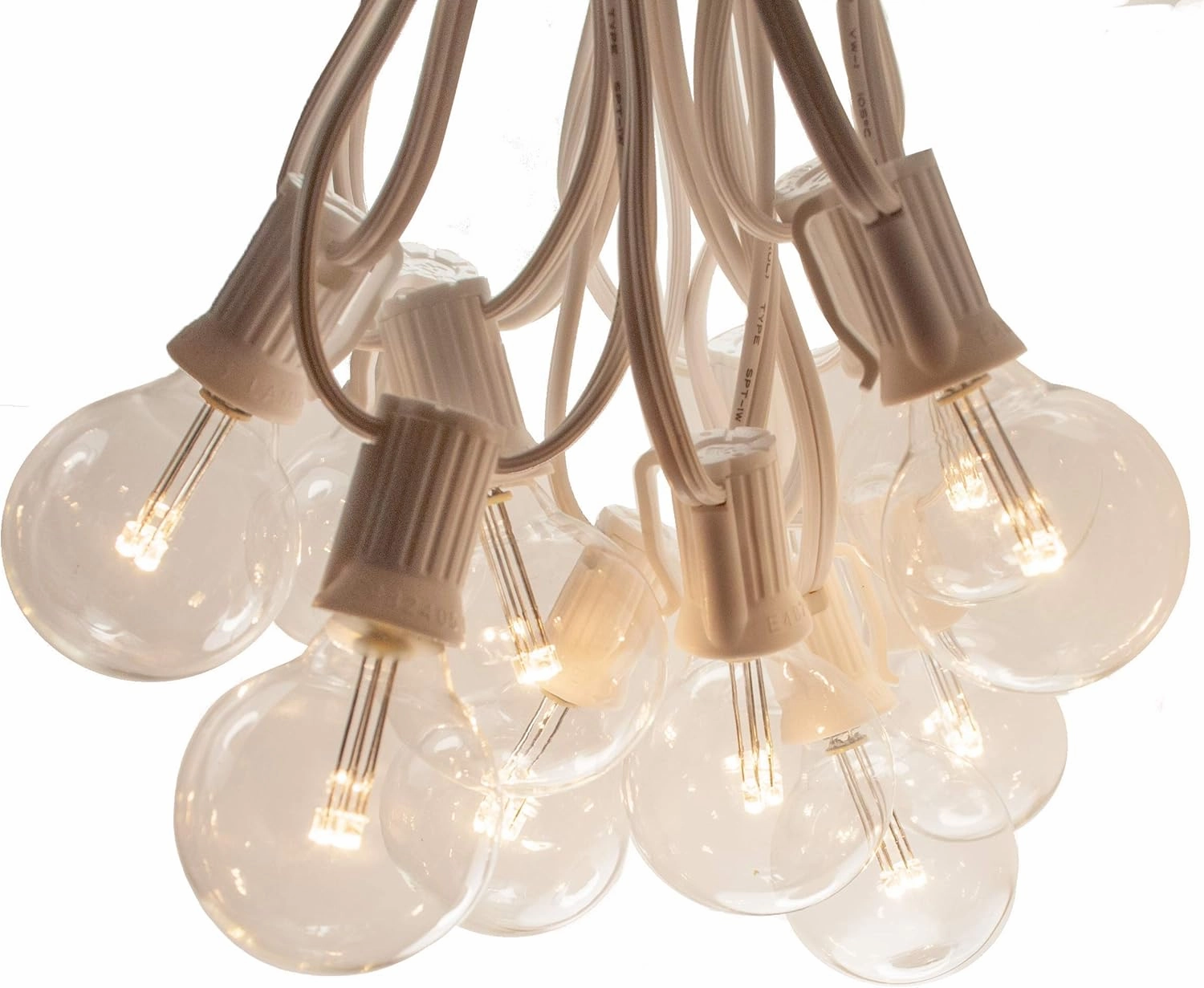 Hometown Evolution, Inc. 10 Foot Outdoor Globe String Lights (10 Foot, LED G40 Clear - White Wire - 1.6" .6 Watt Bulbs)