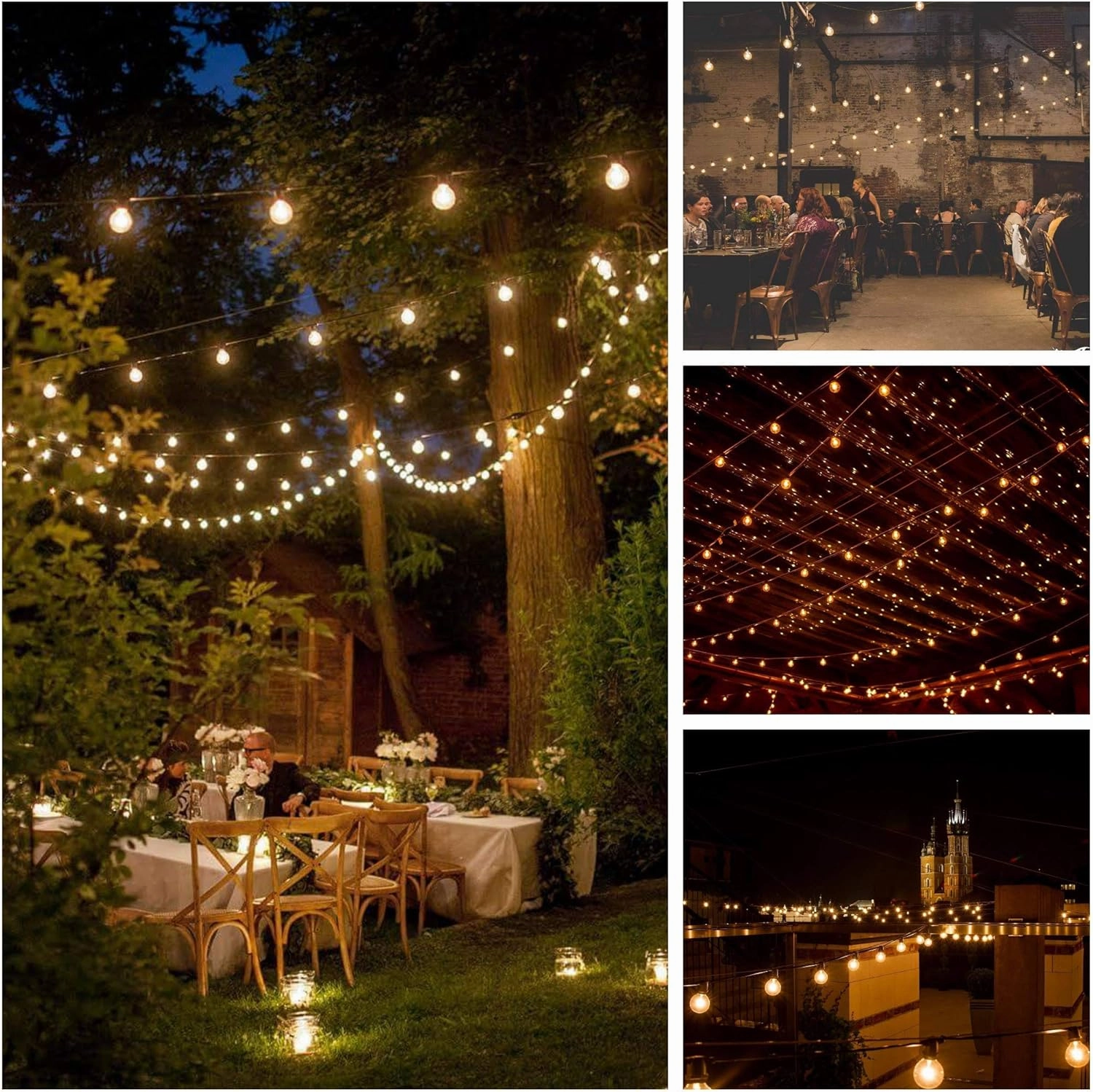 Hometown Evolution, Inc. 10 Foot Outdoor Globe String Lights (10 Foot, LED G40 Clear - White Wire - 1.6" .6 Watt Bulbs)