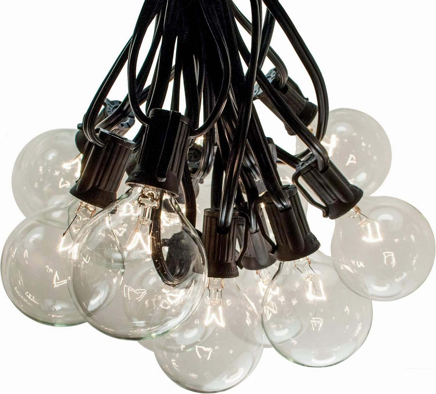 Hometown Evolution, Inc. 25’ Globe Patio String Lights with G50 2” Clear Light Bulbs and Black Wire ( 1 Free Spare)