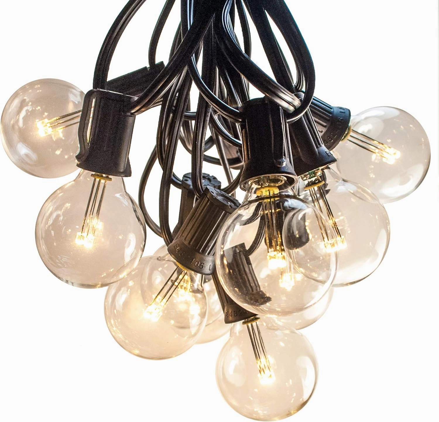Hometown Evolution, Inc. G40 LED Warm White Outdoor Patio String Lights with 0.6 Watt Bulbs (G40 LED 3 Diode - Black Wire, 100 ft)