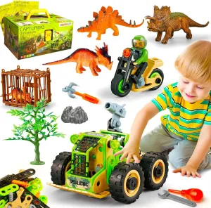 HOMETTER Dinosaur Building Toys, STEM Learning Toys, Construction Engineering Kit for Kids, Creative Set Capturing Dinosaurs Game Christams Ideas Gift for Boys Age 4 5 6 7 8 9 10  Years Old