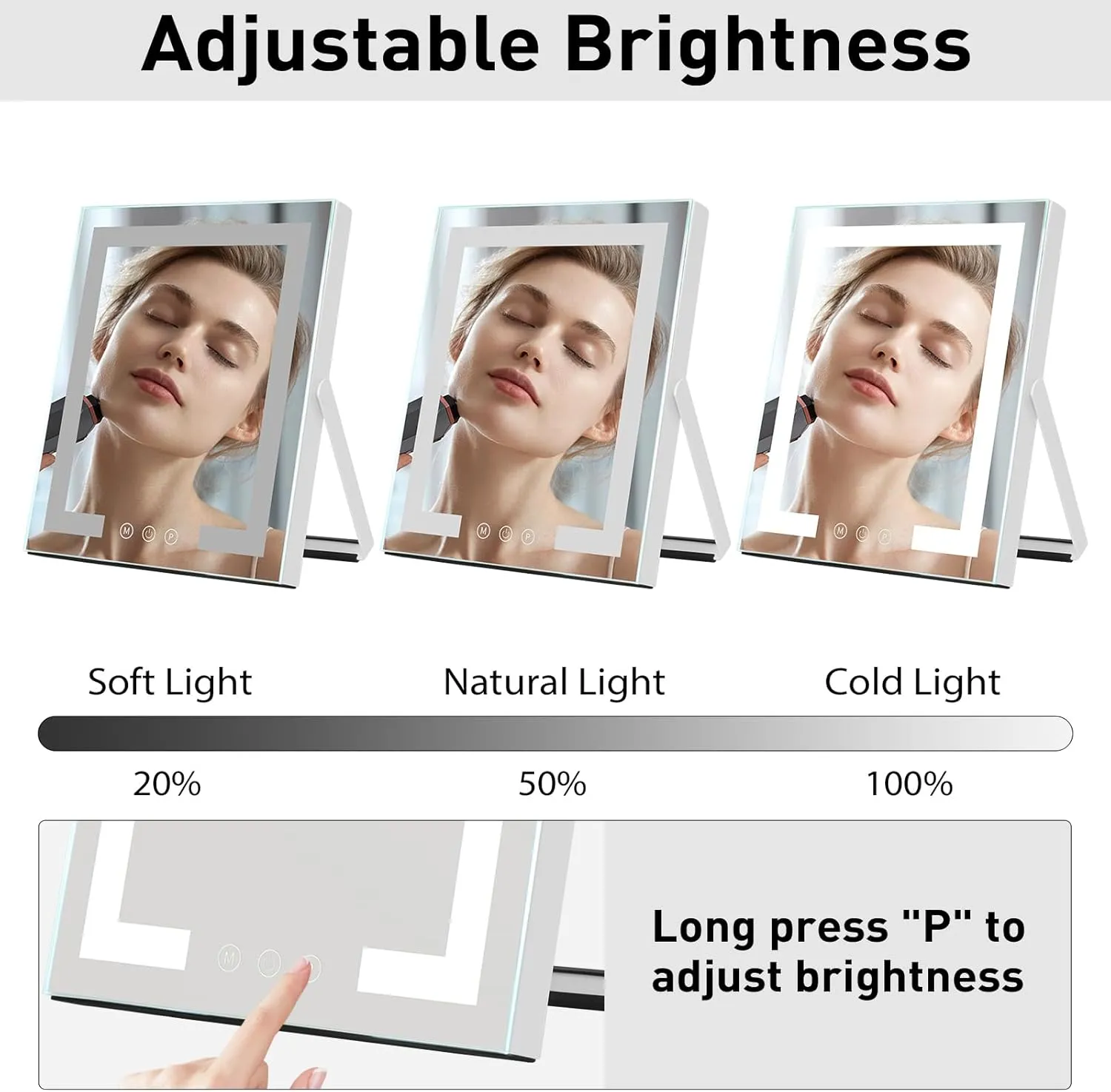 HOMPEN 12in Vanity Mirror with Lights, Touch Control Makeup Mirror, 3 Color Modes, Adjustable Brightness