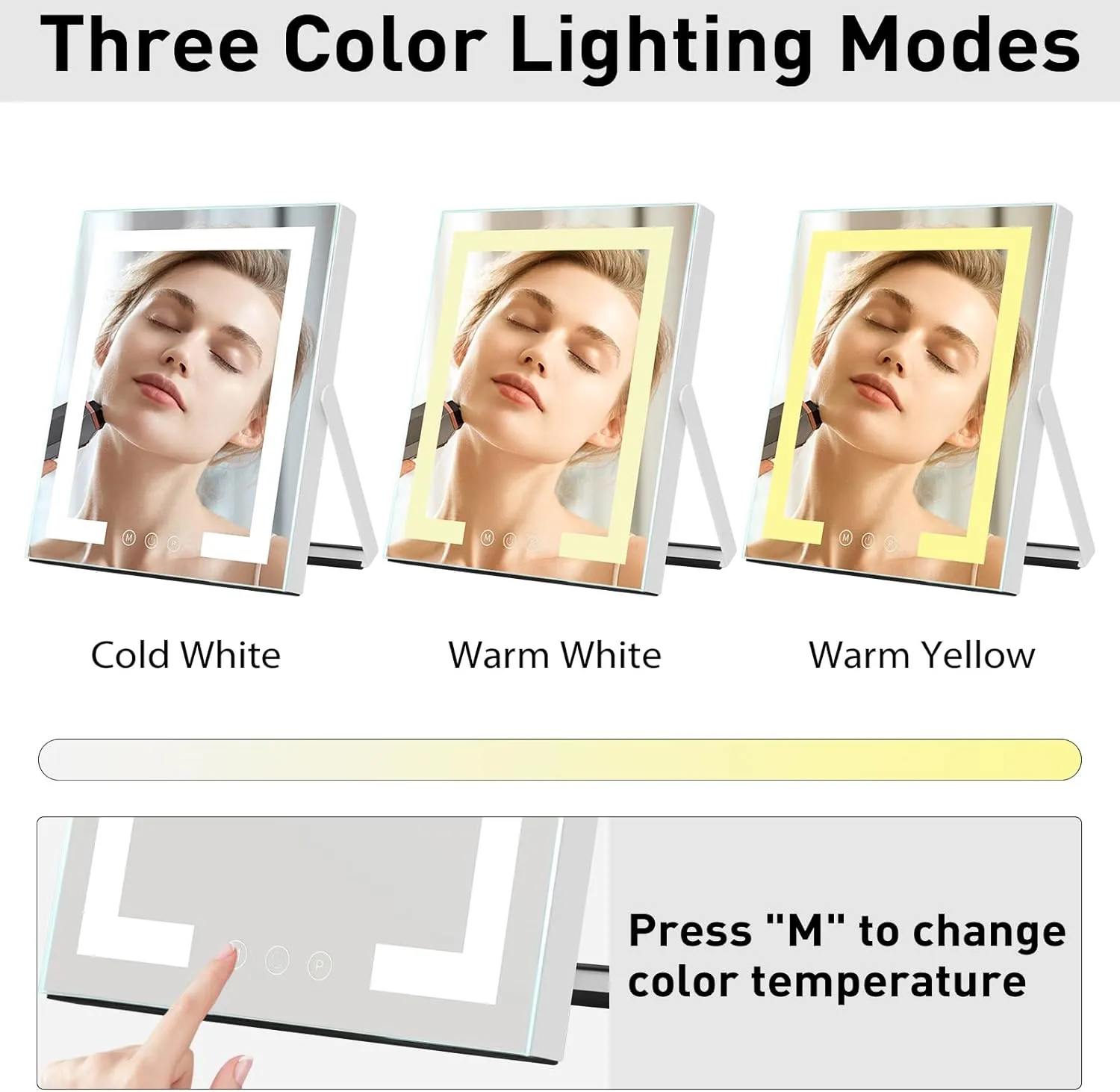 HOMPEN 12in Vanity Mirror with Lights, Touch Control Makeup Mirror, 3 Color Modes, Adjustable Brightness