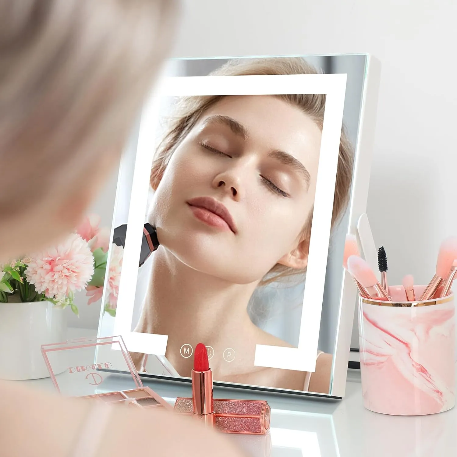 HOMPEN 12in Vanity Mirror with Lights, Touch Control Makeup Mirror, 3 Color Modes, Adjustable Brightness