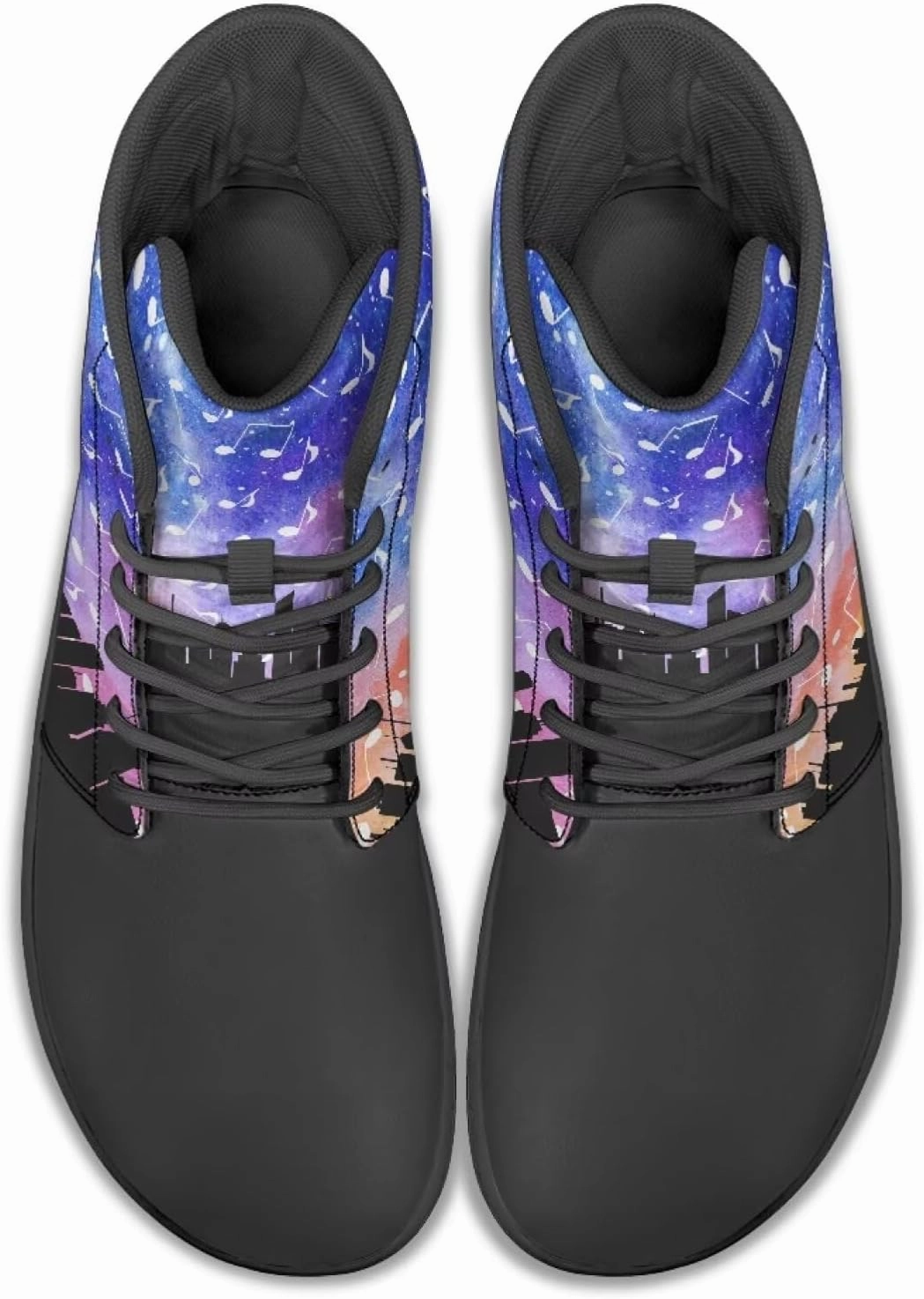 Howilath Art Music Note Print Barefoot Shoes Men Wide Toe Minimalist Shoes Zero Drop Sneaker High Top Sneakers