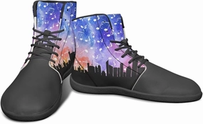 Howilath Art Music Note Print Barefoot Shoes Men Wide Toe Minimalist Shoes Zero Drop Sneaker High Top Sneakers