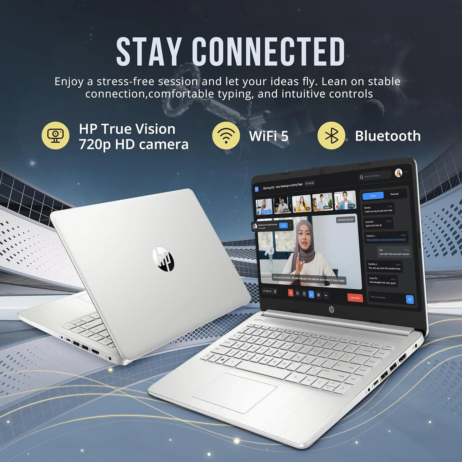 HP Stream 14" HD BrightView Laptop, Intel Celeron N4120, 8GB RAM, 288GB Storage (128GB eMMC   160GB Docking Station Set), Intel UHD Graphics, 720p Webcam, Wi-Fi, 1 Year Office 365, Win 11 S, Silver