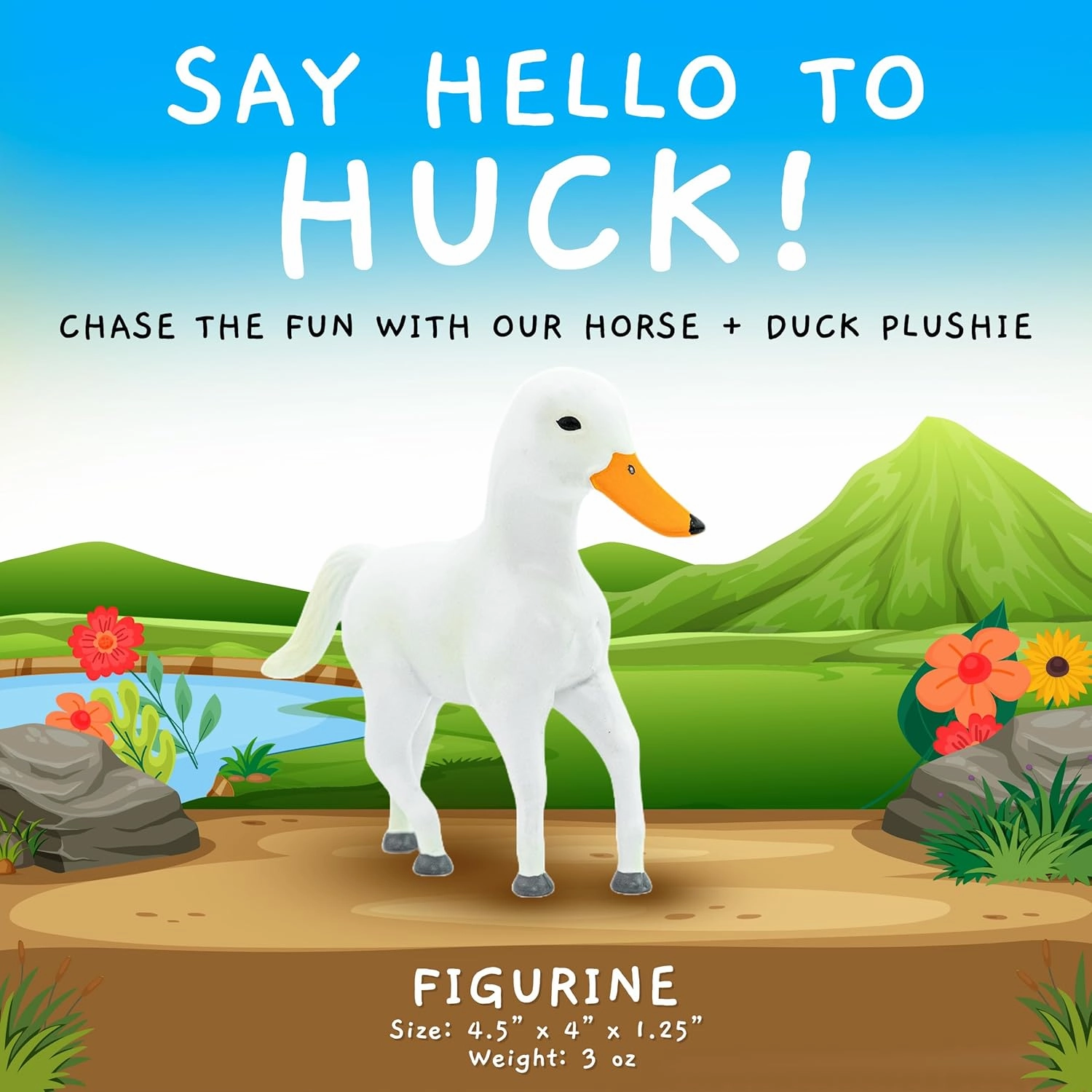 Huck Mini Randimal Animal Figures - Horse & Duck Hybrid Realistic Toys - Unique Safari & Farm Animal Mix - Small Figurines for Kids & Kidults
