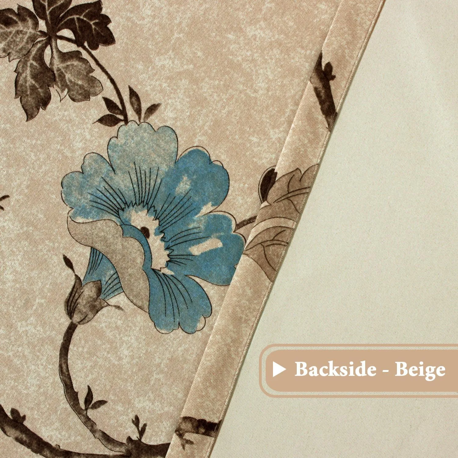 H.VERSAILTEX Blackout Curtains for Bedroom/Living Room Thermal Insulated Printed Curtain Drapes 84 Inches Long Energy Efficient Room Darkening Curtains Pair (2 Panels), Vintage Floral Brown & Blue