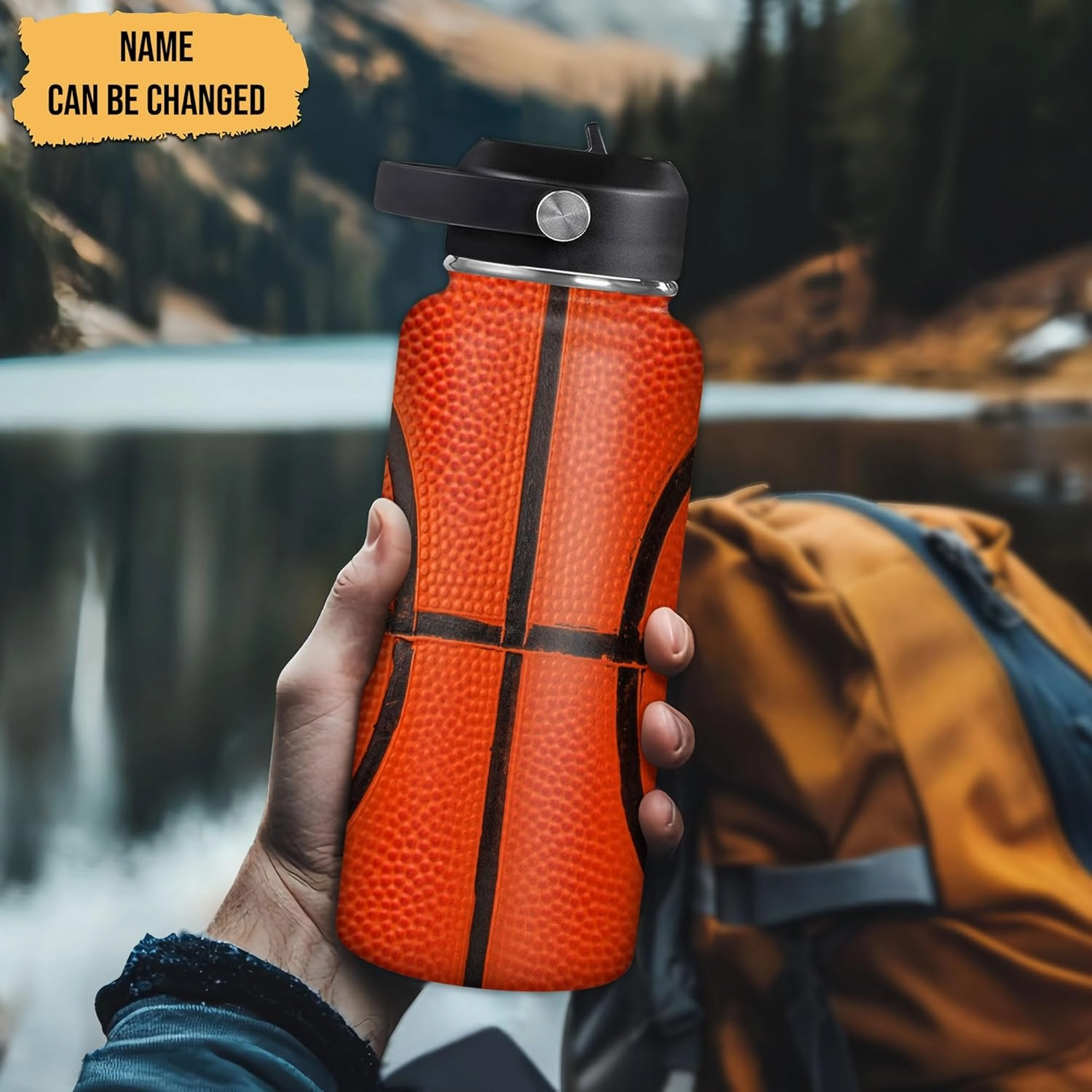 Hyturtle Personalized Basketball Water Bottle - Travel Insulated Stainless Steel Bottle with Leak-Proof Lid 18oz 32oz - Gift for Men Boys Basketball Lovers Players Coaches - Birthday & Christmas Gift