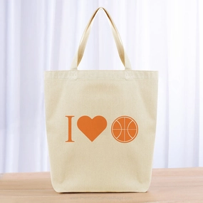 I Love Basketball Tote Bag - orange