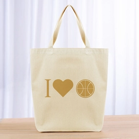 I Love Basketball Tote Bag - yellow orange