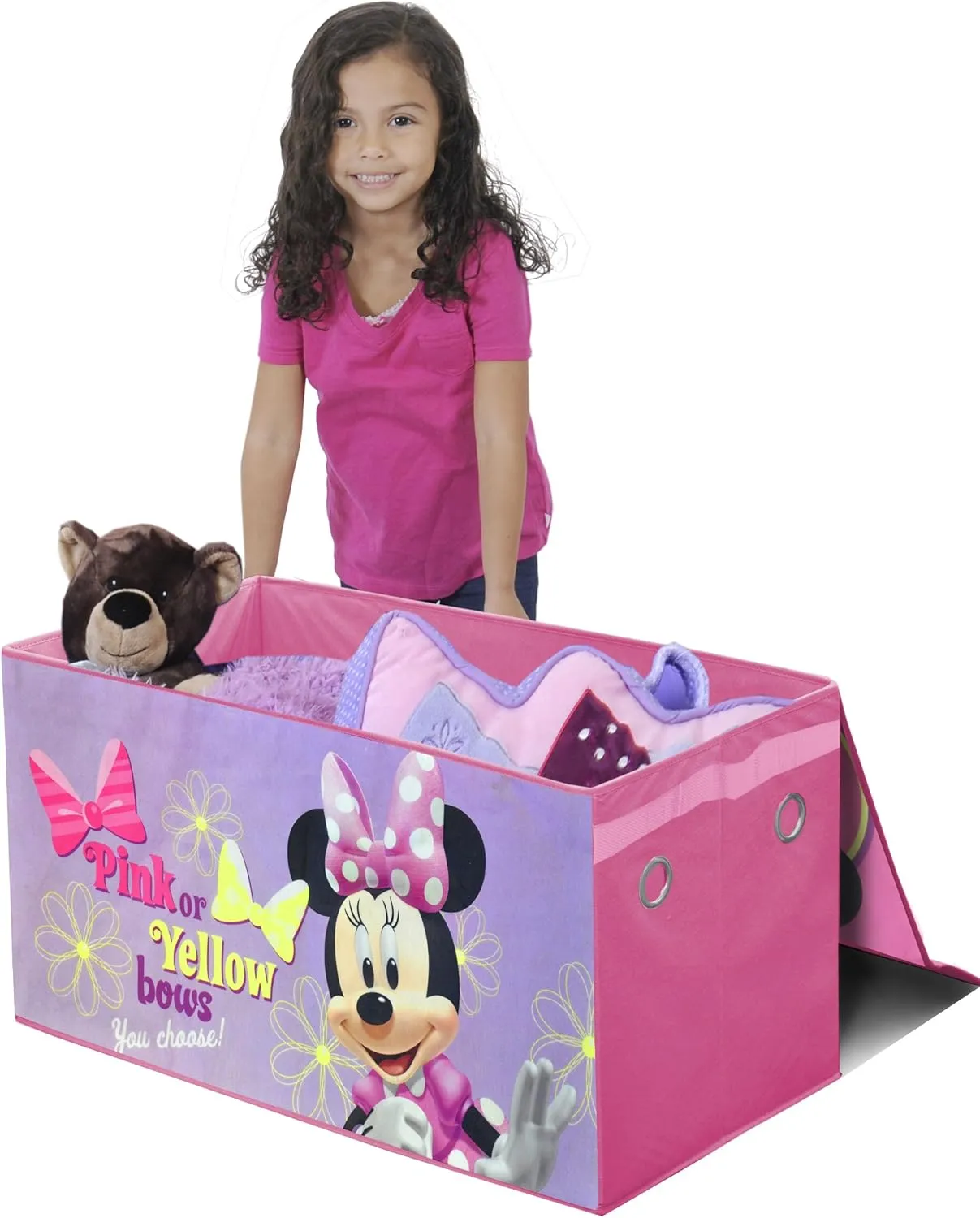 Idea Nuova Disney Minnie Mouse Collapsible Children’s Toy Storage Trunk, Durable with Lid