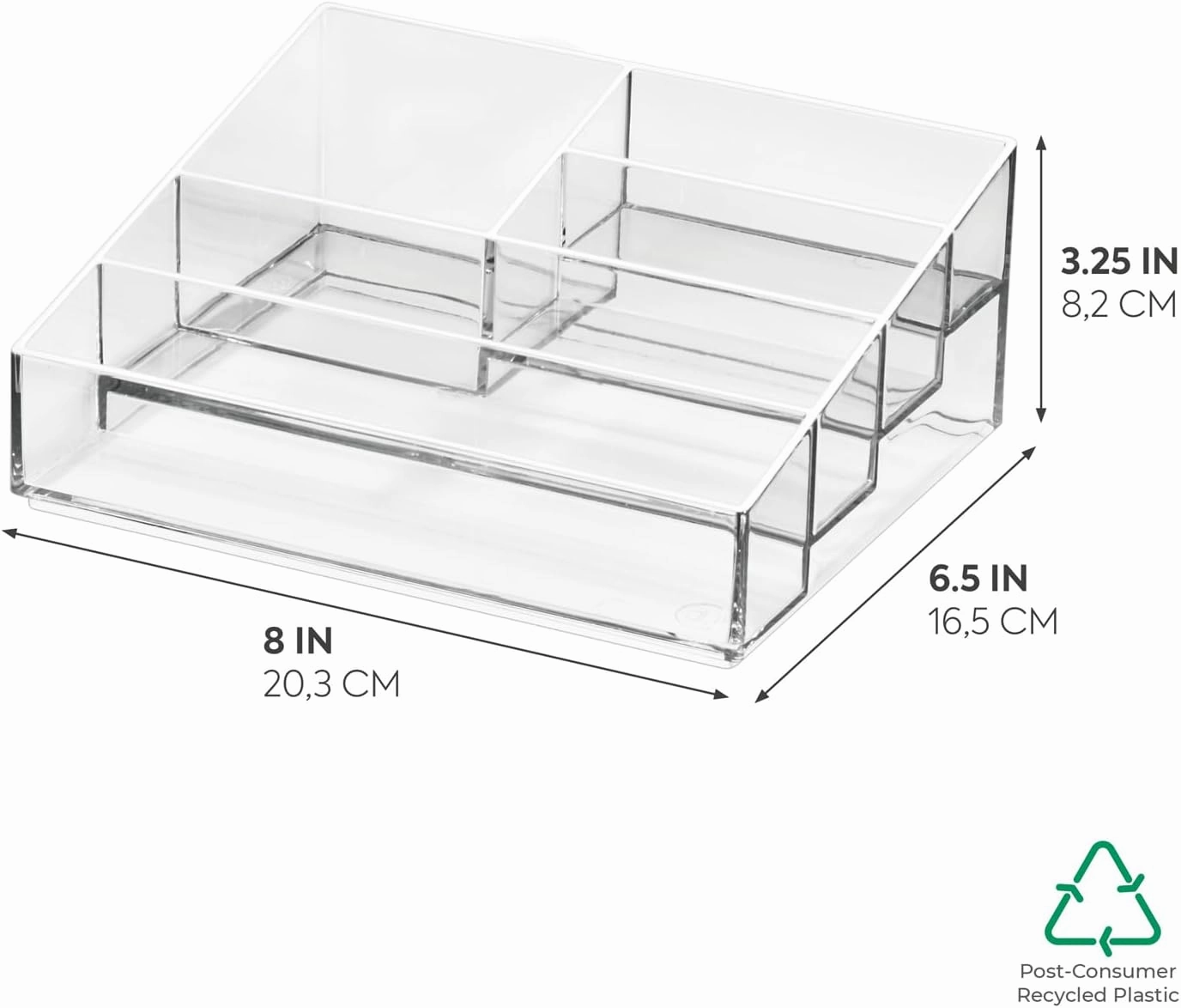 iDesign The Sarah Tanno Collection Plastic Cosmetics and Nail Polish Organizer, 5- Compartment, Clear