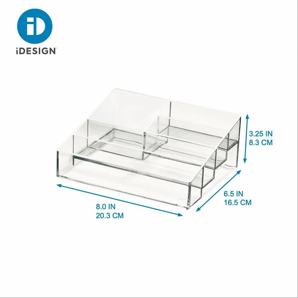 iDesign The Sarah Tanno Collection Plastic Cosmetics and Nail Polish Organizer, 5- Compartment, Clear