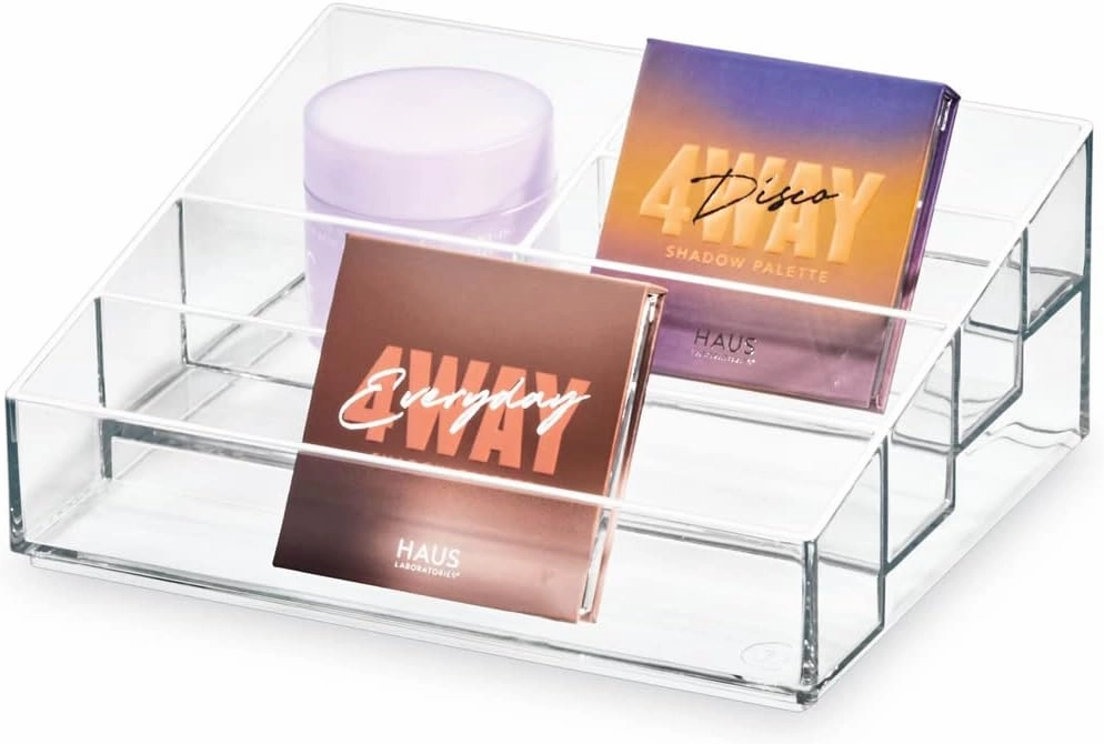 iDesign The Sarah Tanno Collection Plastic Cosmetics and Nail Polish Organizer, 5- Compartment, Clear