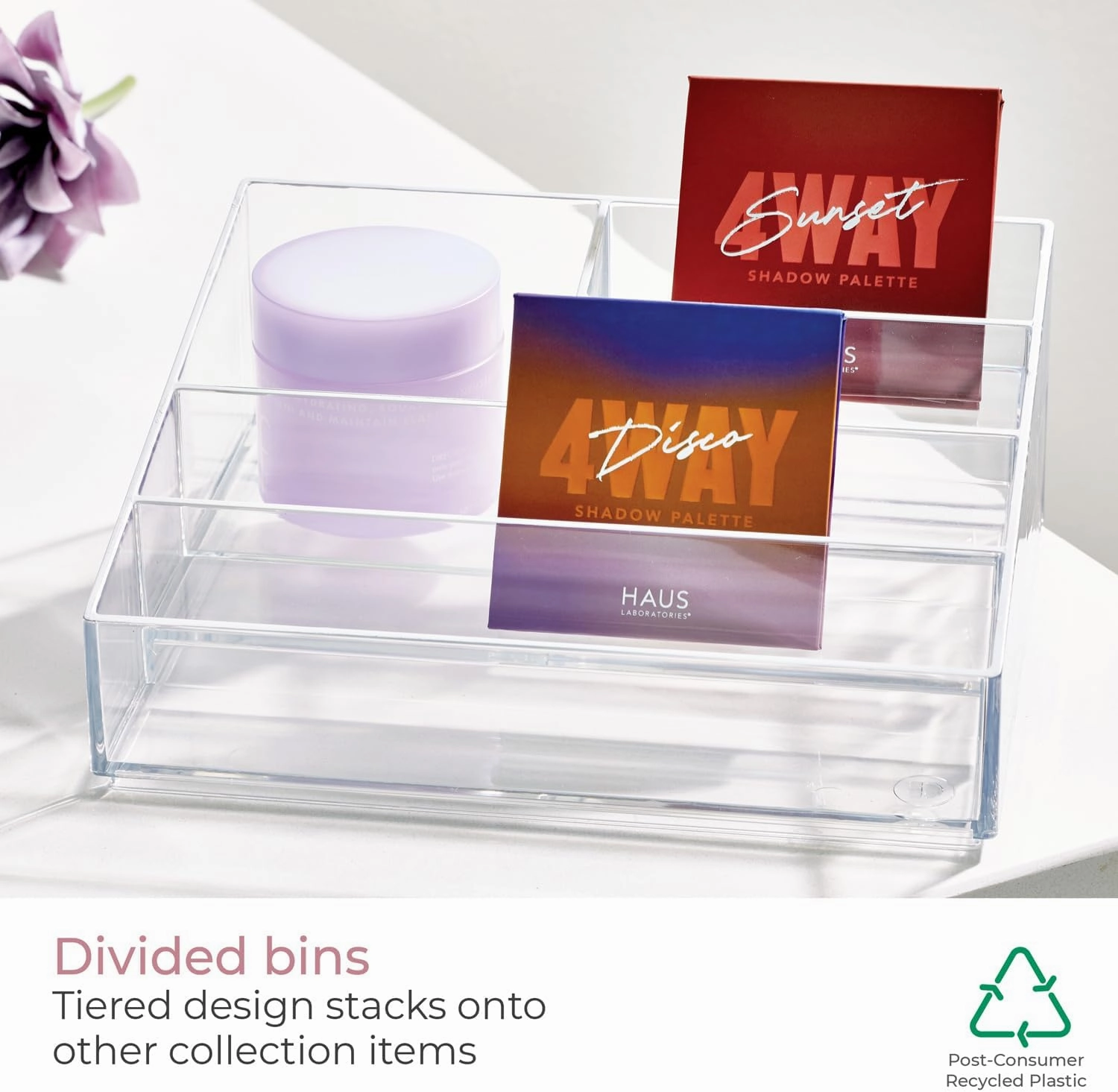 iDesign The Sarah Tanno Collection Plastic Cosmetics and Nail Polish Organizer, 5- Compartment, Clear