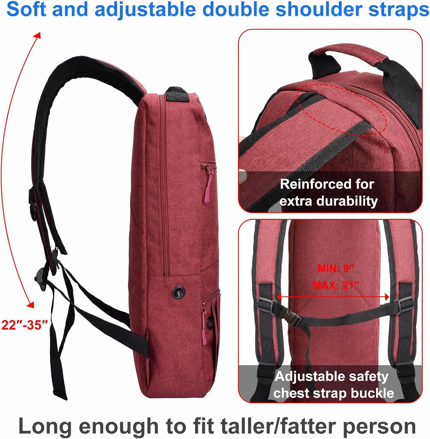 iGuerburn Oxygen Tank Backpack Size D, Portable Oxygen Backpack for D/M15 JD/M22 Cylinder Bag O2 Tank Carrier Holder for Travel (Red)