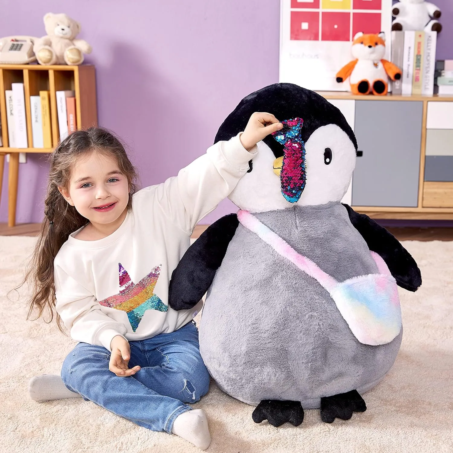 IKASA Giant Penguin Stuffed Animal Plush Toy, 23" Big Cute Jumbo Soft Penguin Plushie for Kids Girls Boys Girlfriend Children