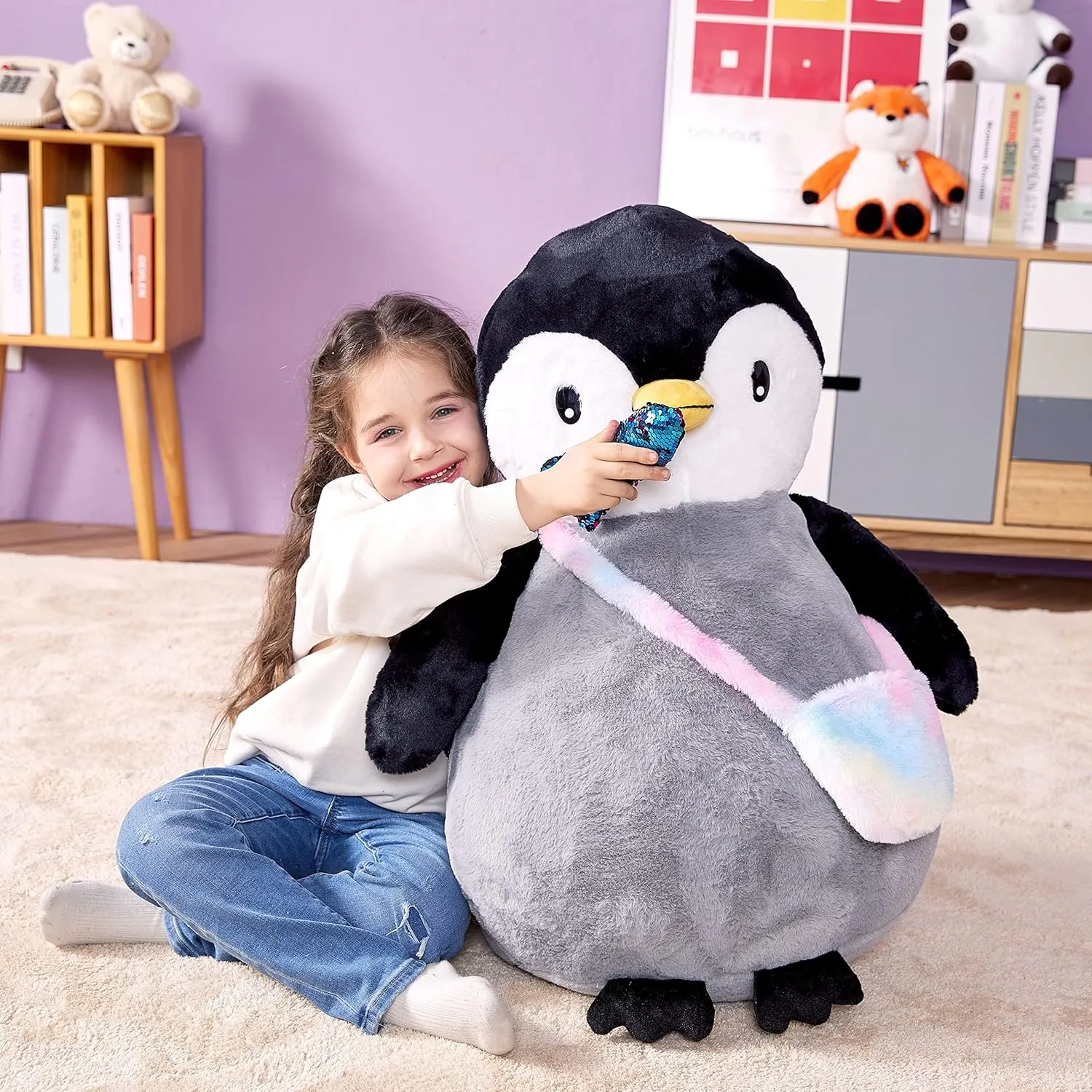 IKASA Giant Penguin Stuffed Animal Plush Toy, 23" Big Cute Jumbo Soft Penguin Plushie for Kids Girls Boys Girlfriend Children