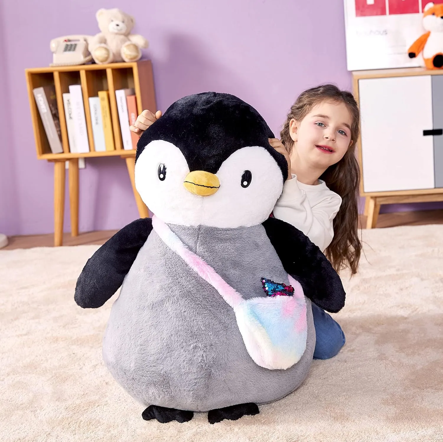 IKASA Giant Penguin Stuffed Animal Plush Toy, 23" Big Cute Jumbo Soft Penguin Plushie for Kids Girls Boys Girlfriend Children