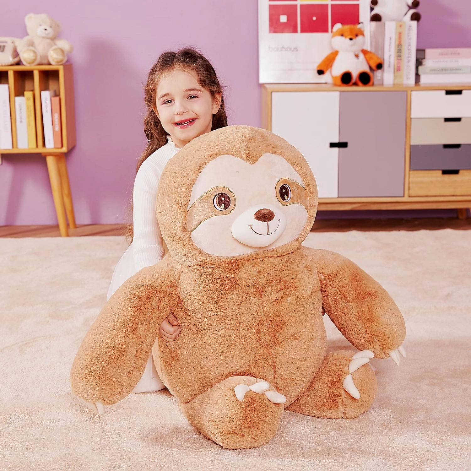 IKASA Giant Sloth Stuffed Animal Plush Toy,Large Bradypod Cute Jumbo Soft Toys,Huge Big Size Plushie,Gifts for Kids (Sloth B, 30 inches)
