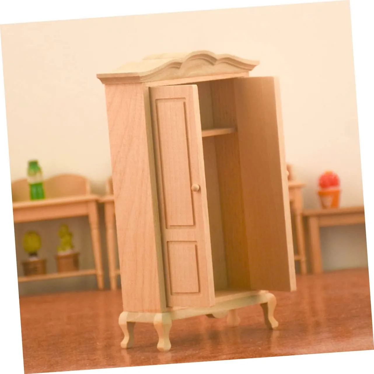 IMIKEYA 3 Pcs 1:12 Scale Mini Wooden Wardrobe Miniature Dollhouse Furniture Set Christmas for Boys and Girls